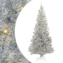 Juletræ med LED-lys Sølv 240 cm PET og stål