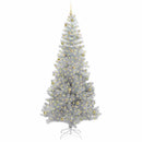 Juletræ med LED-lys Sølv 240 cm PET og stål
