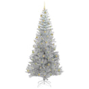 Juletræ med LED-lys Sølv 240 cm PET og stål