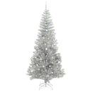 Juletræ med LED-lys Sølv 240 cm PET og stål