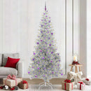 Juletræ med LED-lys Sølv 240 cm PET og stål