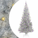 Juletræ med LED-lys Sølv 240 cm PET og stål