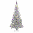 Juletræ med LED-lys Sølv 240 cm PET og stål