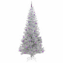 Juletræ med LED-lys Sølv 240 cm PET og stål
