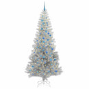 Juletræ med LED-lys Sølv 240 cm PET og stål