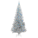 Juletræ med LED-lys Sølv 240 cm PET og stål