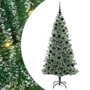 Kunstigt Juletræ Snebelagt med LED Lys Grøn og Hvid 180 cm