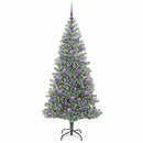 Kunstigt Juletræ Snebelagt med LED Lys Grøn og Hvid 180 cm