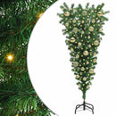 Ovenvendt kunstig forbelyst juletree med boldsæt Grøn 120 cm