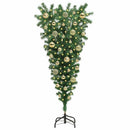 Ovenvendt kunstig forbelyst juletree med boldsæt Grøn 120 cm