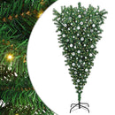 Omvendt kunstige forbelyste juletræ med kuglesæt Grøn 210 cm