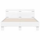 Sengestel med LED-lysstrimler Hvid 137 x 190 cm Konstrueret træ
