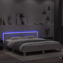 Sengestel med LED-lysstrimler Hvid 193 x 203 cm Konstrueret træ