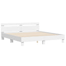 Sengestel med LED-lysstrimler Hvid 193 x 203 cm Konstrueret træ