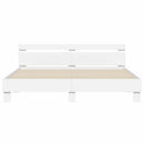 Sengestel med LED-lysstrimler Hvid 193 x 203 cm Konstrueret træ
