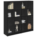 Highboard 2 pcs Sort eg 68 x 37 x 142 cm Konstrueret træ