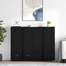 Highboard med skuffe 3 pcs Sort eg Konstrueret træ