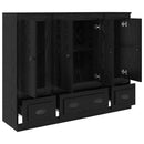 Highboard med skuffe 3 pcs Sort eg Konstrueret træ