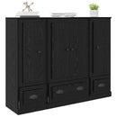 Highboard med skuffe 3 pcs Sort eg Konstrueret træ