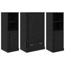 Highboard med skuffe 3 pcs Sort eg Konstrueret træ