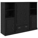 Highboard med skuffe 3 pcs Sort eg Konstrueret træ