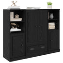 Highboard med skuffe 3 pcs Sort eg Konstrueret træ