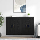 Væghængt skab 2 pcs Sort eg 69,5 x 34 x 90 cm Konstrueret træ
