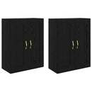 Væghængt skab 2 pcs Sort eg 69,5 x 34 x 90 cm Konstrueret træ