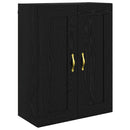 Væghængt skab 2 pcs Sort eg 69,5 x 34 x 90 cm Konstrueret træ
