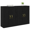 Væghængt skab 2 pcs Sort eg 69,5 x 34 x 90 cm Konstrueret træ