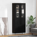 Highboard Hvid og Sort Eg 69,5 x 34 x 180 cm Konstrueret træ