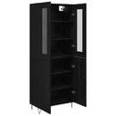 Highboard Hvid og Sort Eg 69,5 x 34 x 180 cm Konstrueret træ