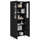 Highboard Hvid og Sort Eg 69,5 x 34 x 180 cm Konstrueret træ