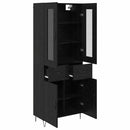 Highboard med skuffe Sort eg 69,5 x 34 x 90 cm Konstrueret træ