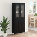 Highboard med skuffe Sort eg 69,5 x 34 x 90 cm Konstrueret træ