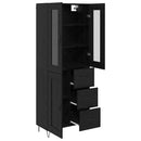 Highboard med skuffe Sort eg 69,5 x 34 x 90 cm Konstrueret træ