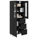 Highboard med skuffe Sort eg 69,5 x 34 x 90 cm Konstrueret træ