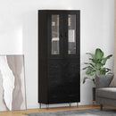 Highboard med skuffe Sort eg 69,5 x 34 x 90 cm Konstrueret træ