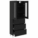 Highboard med skuffe Sort eg 69,5 x 34 x 90 cm Konstrueret træ