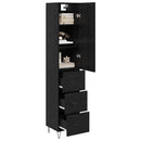 Highboard med skuffe Sort eg 34,5 x 34 x 90 cm Konstrueret træ