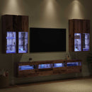 TV Væghængt Skabssæt med LED-lys med LED 7 pcs Gammelt træ