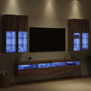 TV Væghængt Skabssæt med LED-lys med LED 7 pcs artisan eg