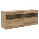 TV Væghængt Skabssæt med LED-lys med LED 7 pcs artisan eg