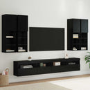 TV Væghængt Skabssæt med LED-lys 7 pcs Sort eg 100 x 30 x 40 cm