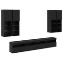 TV Væghængt Skabssæt med LED-lys 7 pcs Sort eg 100 x 30 x 40 cm