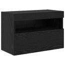 TV Væghængt Skabssæt med LED-lys 7 pcs Sort eg 100 x 30 x 40 cm