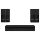 TV Væghængt Skabssæt med LED-lys 7 pcs Sort eg 100 x 30 x 40 cm