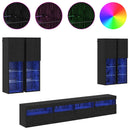TV Væghængt Skabssæt med LED-lys 7 pcs Sort eg 100 x 30 x 40 cm