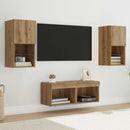 TV Væghylder Vægmonteret 4 pcs Artisan Egetræ Konstrueret træ