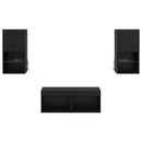 TV Væghylder med LED -strimmellys 4 pcs Sort eg Konstrueret træ